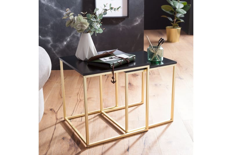 Geancarlo Satsbord 48 cm 2 Bord, Svart/Guld