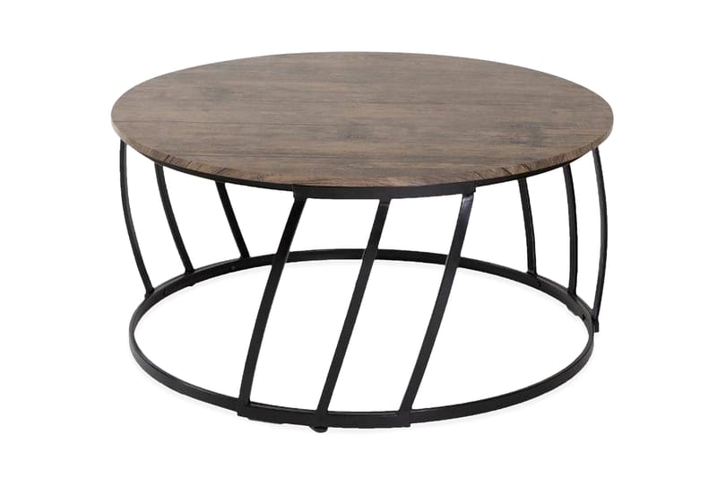 Geanne Soffbord 91 cm Runt Antikmönstrad, Brun/Svart