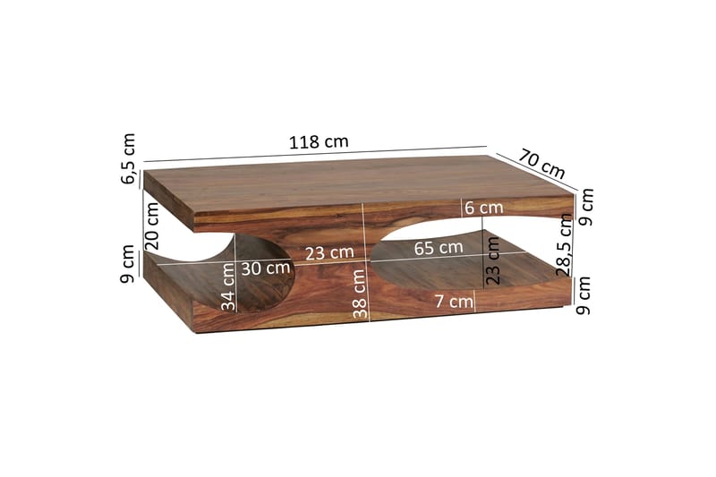 Gjerrild Soffbord 118 cm med Förvaring Hyllor - Massivt Trä - Möbler - Bord & matgrupper - Soffbord