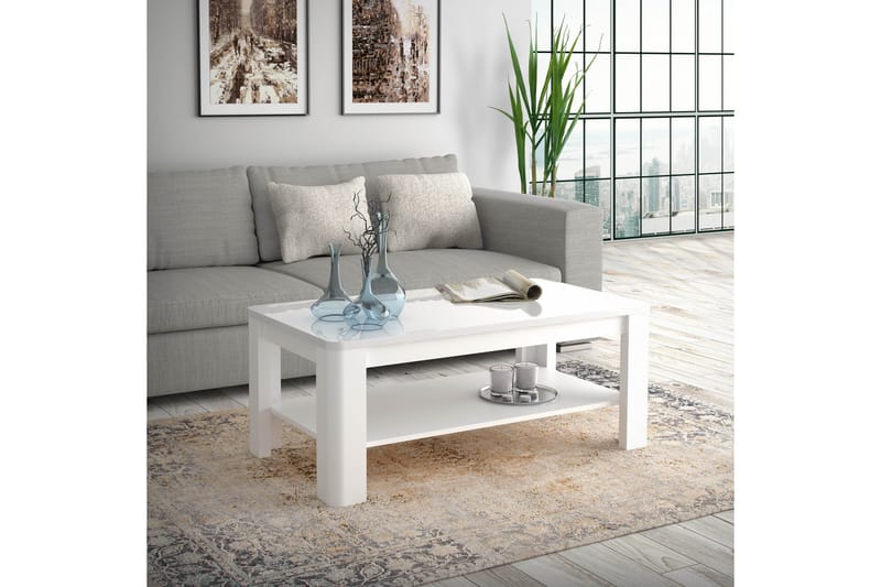 Gowhole Soffbord 110 cm med Förvaring Hylla - Vit - Möbler - Bord & matgrupper - Soffbord