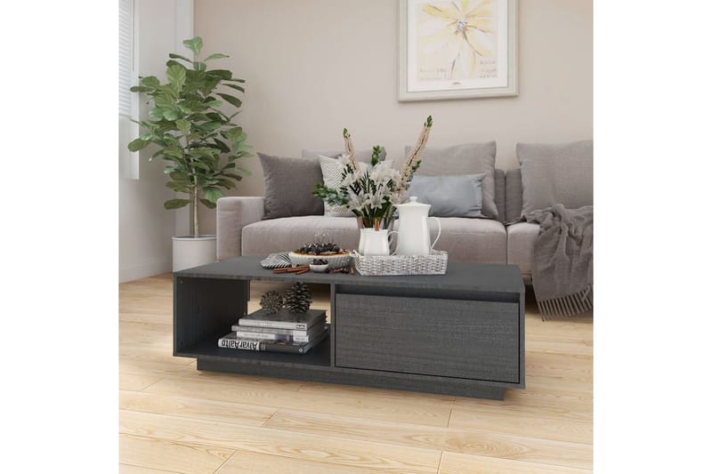 Soffbord grå 110x50x33,5 cm massiv furu - Grå - Möbler - Bord & matgrupper - Soffbord