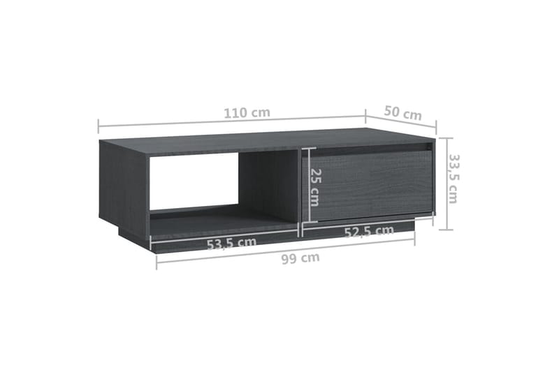 Soffbord grå 110x50x33,5 cm massiv furu - Grå - Möbler - Bord & matgrupper - Soffbord