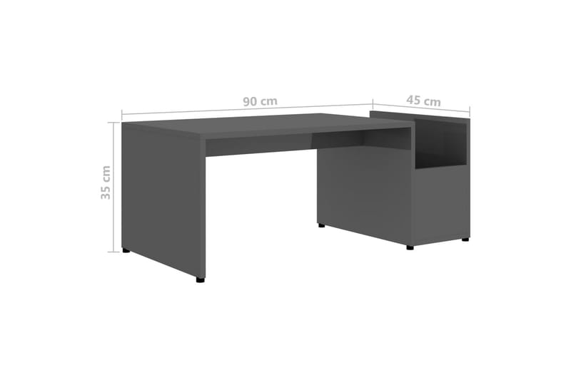 Soffbord grå högglans 90x45x35 cm spånskiva - Grå - Soffbord