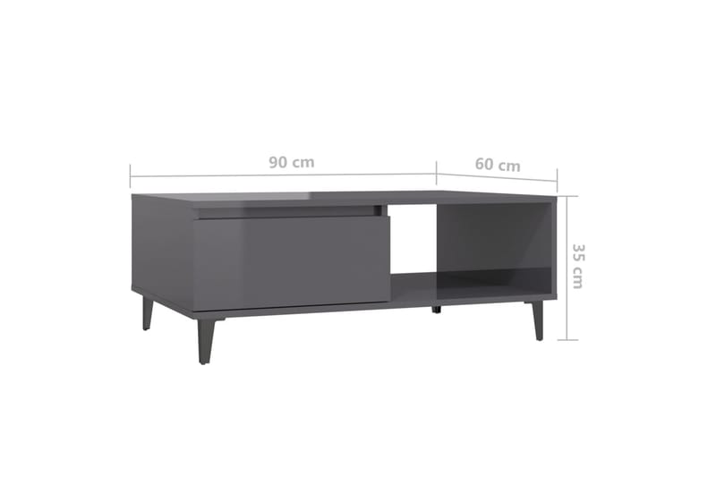 Soffbord grå högglans 90x60x35 cm spånskiva - Grå - Soffbord