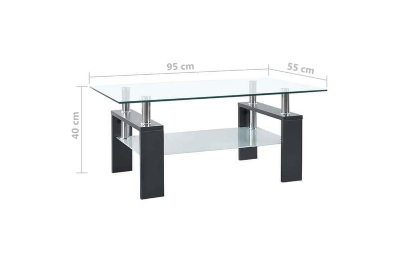 Soffbord grå och transparent 95x55x40 cm härdat glas - Grå/Glas - Soffbord