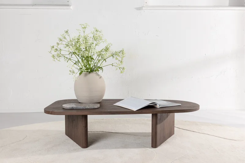 Grönvik Ovalt Soffbord 130x65 cm - Mörkbrunt / Valnöt / Trä - Möbler - Bord & matgrupper - Soffbord