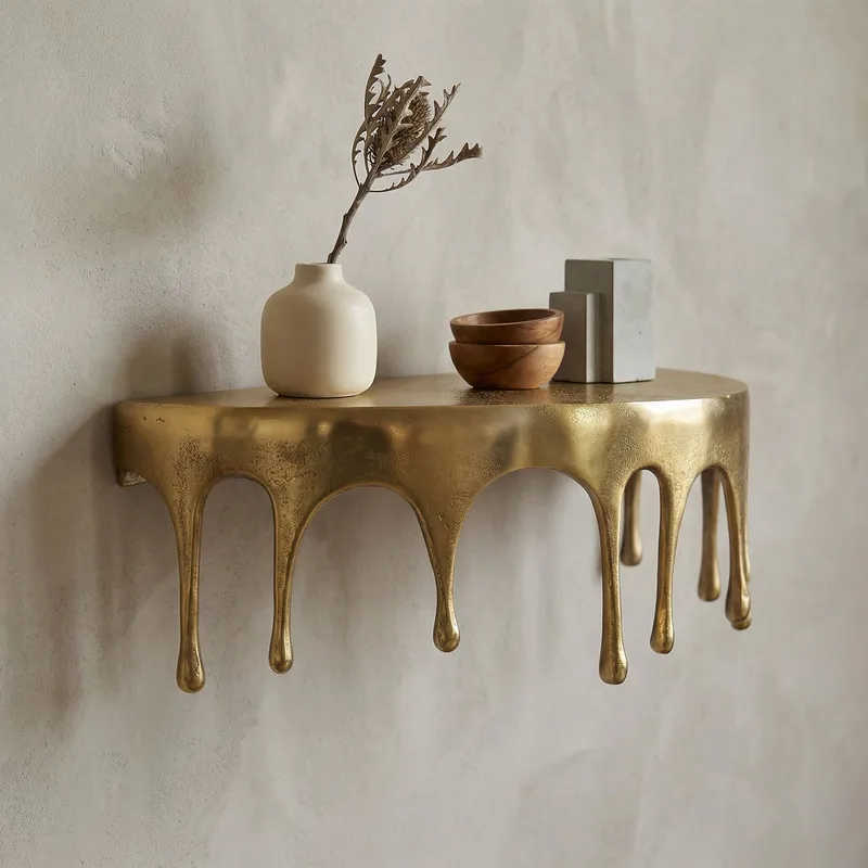 Grelan Vägghylla 35 cm i aluminium med droppdesign - guld - Möbler - Bord & matgrupper - Soffbord - Kistbord