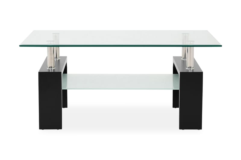 Gylle Soffbord 100 cm med Förvaring Hylla - Glas/Svart/Krom - Soffbord - Soffbord med förvaring