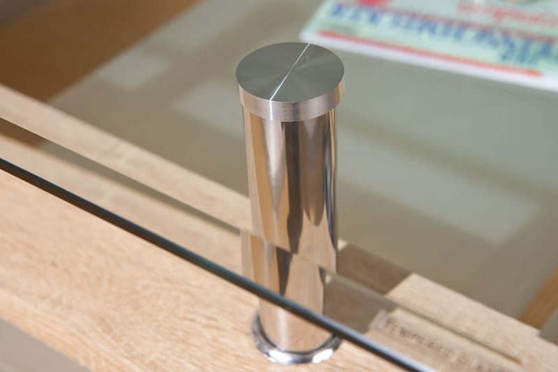 Gylle Soffbord 100 cm med Förvaring Hylla - Glas/Vit/Natur - Soffbord - Soffbord med förvaring