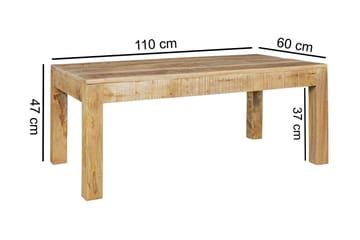 Hanck Rustikt Rektangulärt Soffbord i Massivt Trä - Natur - Möbler - Bord & matgrupper - Soffbord
