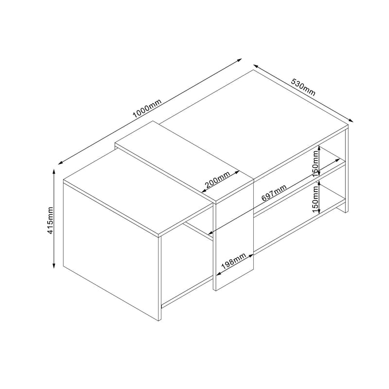 Soffbord Hannes 100x53x41,5 cm - Ljust rustikt trä / vit - Möbler - Bord & matgrupper - Soffbord