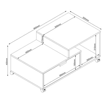 Soffbord Hannes 90x50x40 cm rustik / svart melamine - Ljust rustikt trä/svart - Möbler - Bord & matgrupper - Soffbord