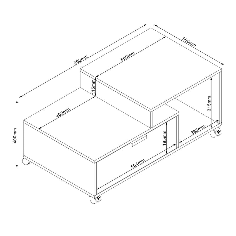 Soffbord Hannes 90x50x40 cm rustik / svart melamine - Ljust rustikt trä/svart - Möbler - Bord & matgrupper - Soffbord