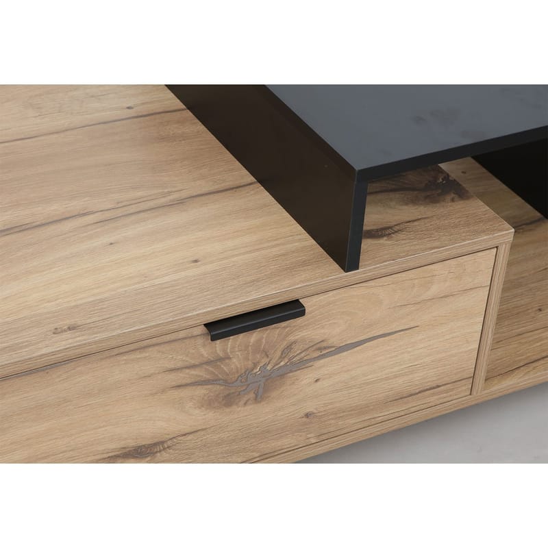 Soffbord Hannes 90x50x40 cm rustik / svart melamine - Ljust rustikt trä/svart - Möbler - Bord & matgrupper - Soffbord