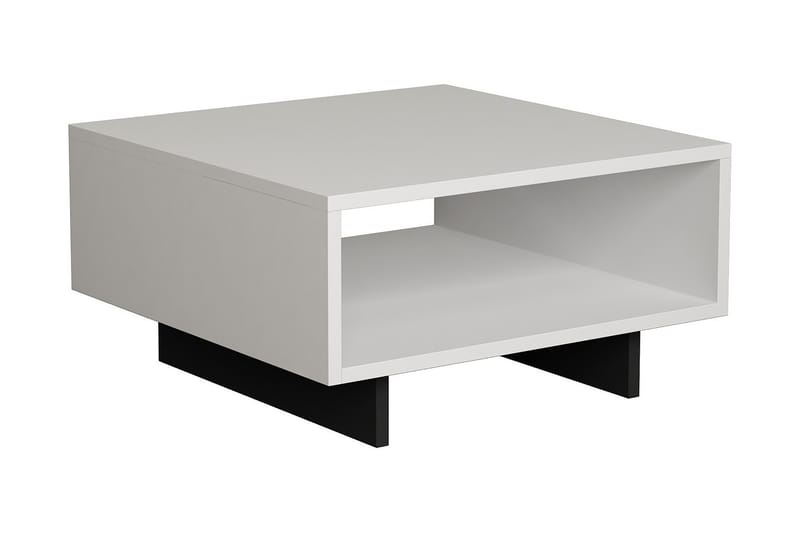 Hapeila Soffbord 60 cm med Förvaring Hylla - Vit/Mörkgrå - Soffbord