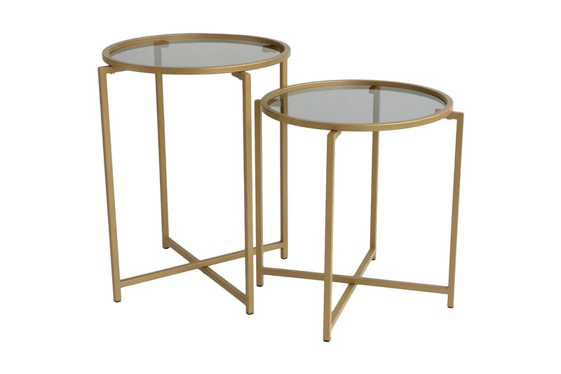 Hardinwre Satsbord 50 cm Runt 2-pack - Rökfärgat/Guld - Möbler - Bord & matgrupper - Soffbord