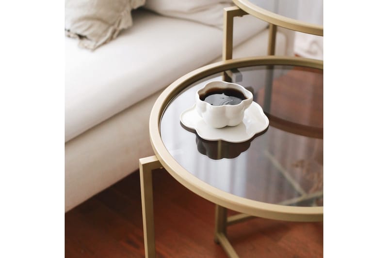 Hardinwre Satsbord 50 cm Runt 2-pack - Rökfärgat/Guld - Möbler - Bord & matgrupper - Soffbord