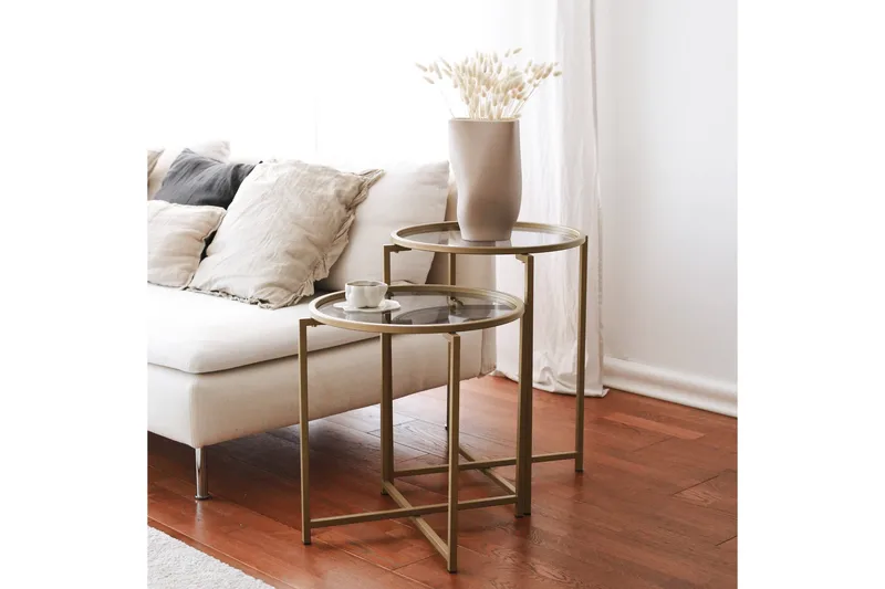 Hardinwre Soffbord 50 cm Runt 2-pack, Guld