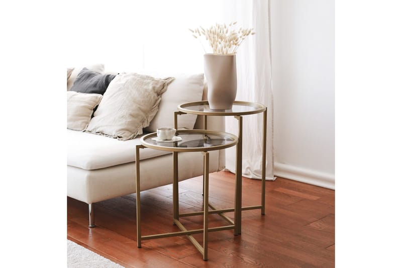 Hardinwre Soffbord 50 cm Runt 2-pack, Guld
