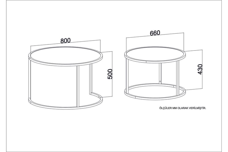 Hejde Satsbord 80 cm Runt 2 Bord - Ljusbrun/Svart - Möbler - Bord & matgrupper - Soffbord
