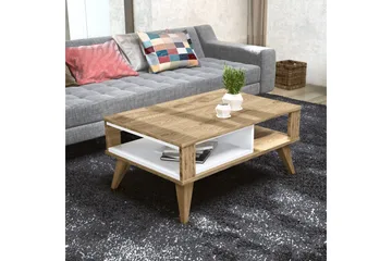 Hejde Soffbord 90 cm med Förvaring Hylla - Brun/Vit - Möbler - Bord & matgrupper - Soffbord