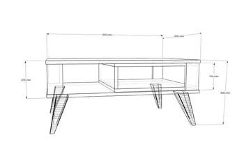Hejde Soffbord 90 cm med Förvaring Hylla - Brun/Vit - Möbler - Bord & matgrupper - Soffbord