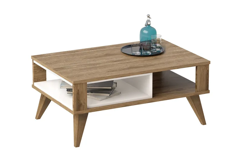 Hejde Soffbord 90 cm med Förvaring Hylla - Brun/Vit - Möbler - Bord & matgrupper - Soffbord