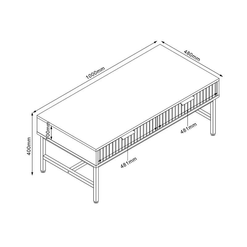 Soffbord Helve 100x48x40 cm melamin - svart / ljust trä - Möbler - Bord & matgrupper - Soffbord