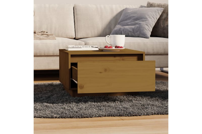 Soffbord honungsbrun 55x56x32 cm massiv furu - Brun - Soffbord