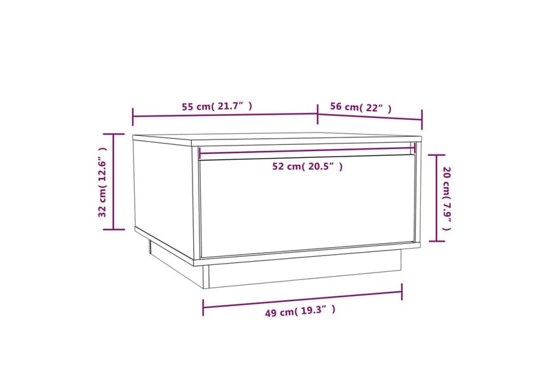 Soffbord honungsbrun 55x56x32 cm massiv furu - Brun - Soffbord