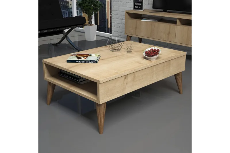 Hoptrup Soffbord 90 cm med Förvaring Hylla - Ekfärg - Möbler - Bord & matgrupper - Soffbord