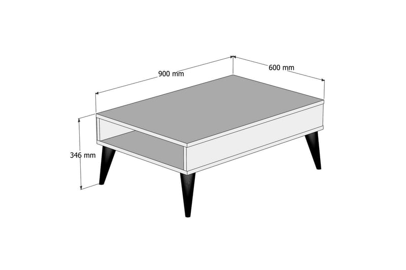 Hoptrup Soffbord 90 cm med Förvaring Hylla - Valnötsbrun - Soffbord