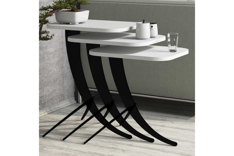 Hovdane Satsbord 45 cm 3 Bord - Vit/Svart - Möbler - Bord & matgrupper - Soffbord