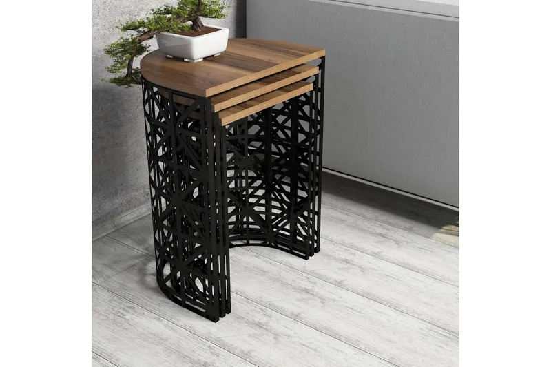 Hovdane Satsbord 46 cm Halvcirkel 3 Bord - Mörkbrun/Svart - Möbler - Bord & matgrupper - Soffbord