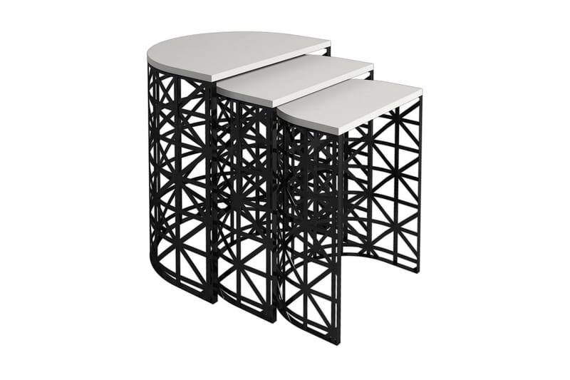 Hovdane Satsbord 46 cm Halvcirkel 3 Bord - Vit/Svart - Möbler - Bord & matgrupper - Soffbord