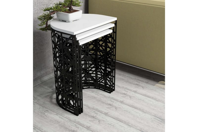 Hovdane Satsbord 46 cm Halvcirkel 3 Bord - Vit/Svart - Möbler - Bord & matgrupper - Soffbord