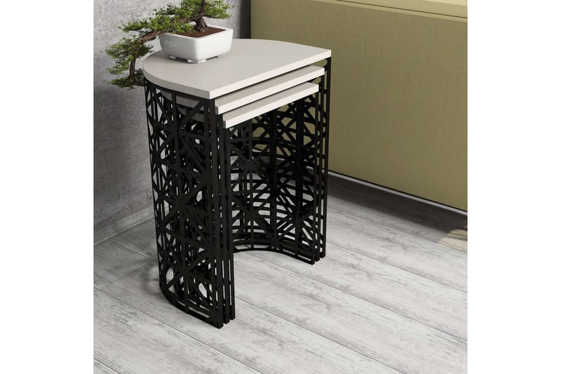 Hovdane Satsbord 46 cm Halvcirkel 3 Bord - Vit/Svart - Möbler - Bord & matgrupper - Soffbord