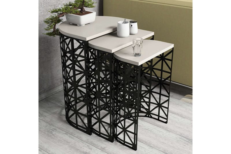 Hovdane Satsbord 46 cm Halvcirkel 3 Bord - Vit/Svart - Möbler - Bord & matgrupper - Soffbord