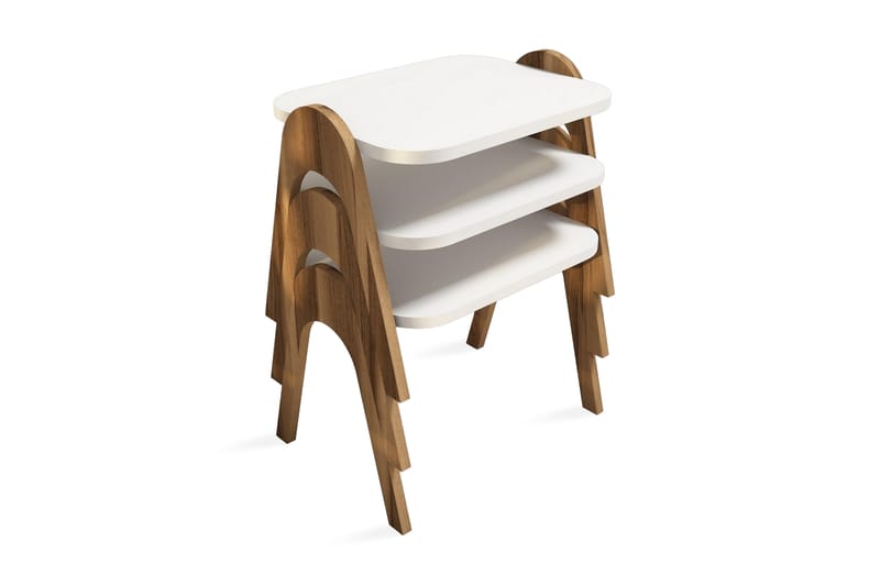 Hovdane Satsbord 49 cm 3 Bord - Vit/Brun - Möbler - Bord & matgrupper - Soffbord