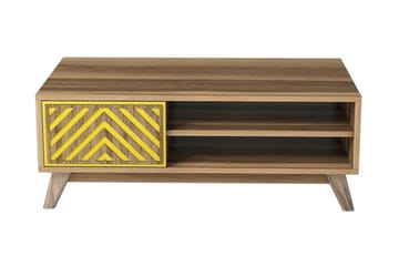 Hovdane Soffbord 105 cm med Förvaring 2 Hyllor Linjer + Skåp