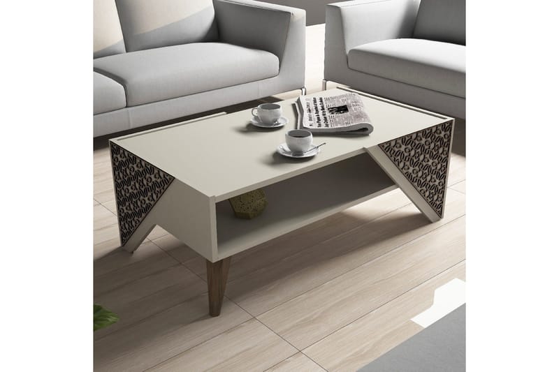 Hovdane Soffbord 105 cm med Förvaring Hylla Blommönster - Vit - Möbler - Bord & matgrupper - Soffbord