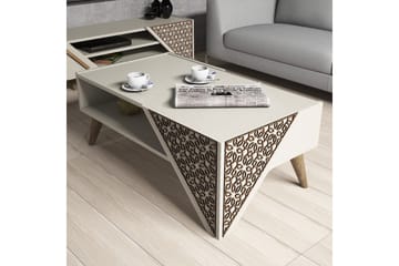 Hovdane Soffbord 105 cm med Förvaring Hylla Blommönster - Vit - Möbler - Bord & matgrupper - Soffbord