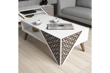 Hovdane Soffbord 105 cm med Förvaring Hylla Blommönster - Vit/Brun - Möbler - Bord & matgrupper - Soffbord