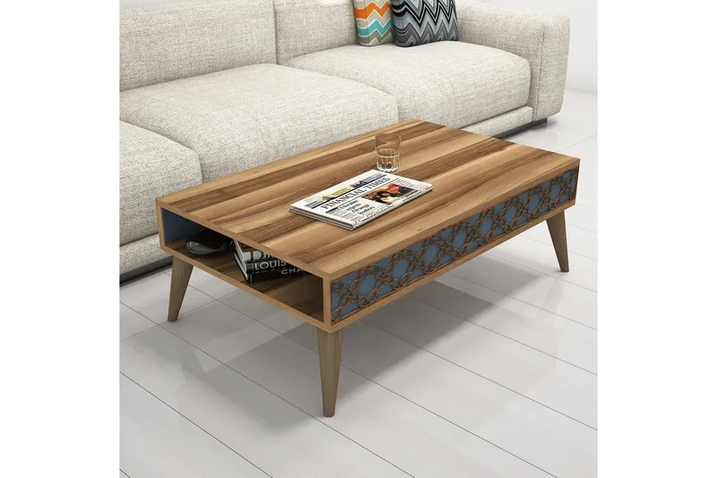 Hovdane Soffbord 105 cm med Förvaring Hylla Kedjemönster - Brun - Möbler - Bord & matgrupper - Soffbord