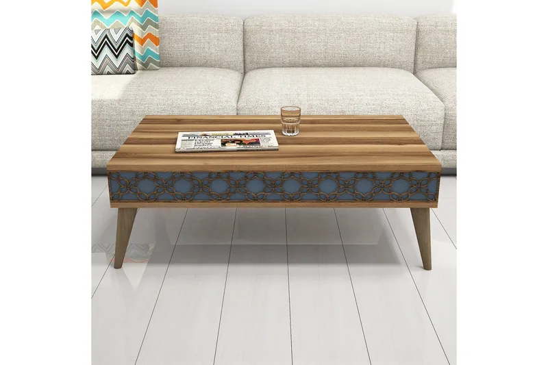 Hovdane Soffbord 105 cm med Förvaring Hylla Kedjemönster - Brun - Möbler - Bord & matgrupper - Soffbord