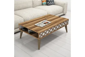 Hovdane Soffbord 105 cm med Förvaring Hylla Kedjemönster - Valnötsbrun/Vit - Möbler - Bord & matgrupper - Soffbord