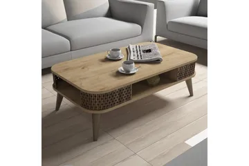 Hovdane Soffbord 105 cm med Förvaring Hylla Runda Hörn - Ljusbrun - Möbler - Bord & matgrupper - Soffbord