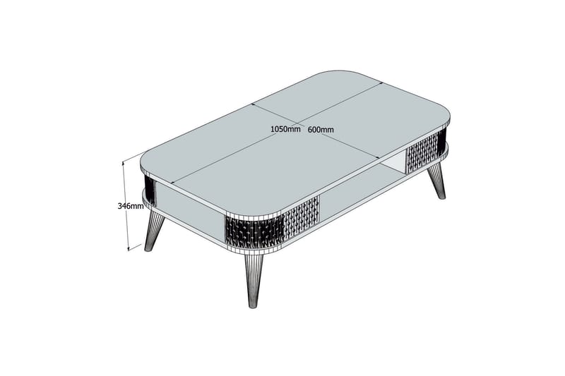 Hovdane Soffbord 105 cm med Förvaring Hylla Runda Hörn - Ljusbrun - Möbler - Bord & matgrupper - Soffbord
