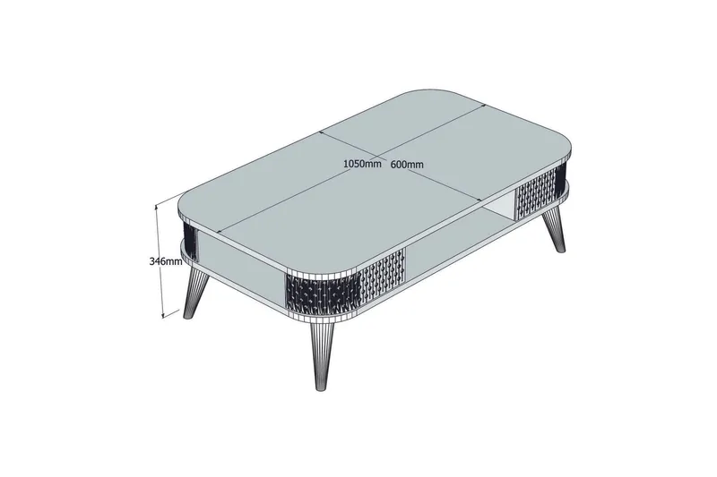 Hovdane Soffbord 105 cm med Förvaring Hylla Runda Hörn - Ljusbrun - Möbler - Bord & matgrupper - Soffbord