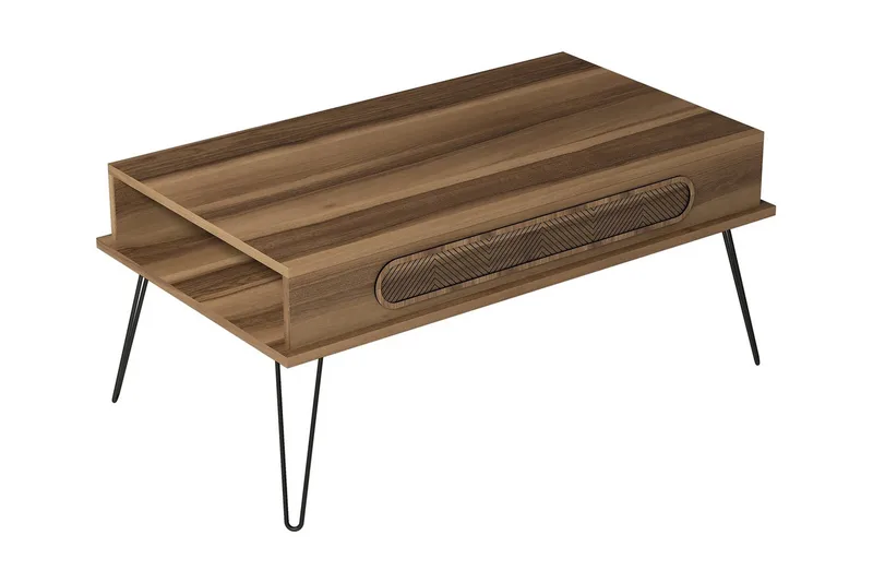 Hovdane Soffbord 105 cm med Förvaring Hylla Triangelmönster, Brun